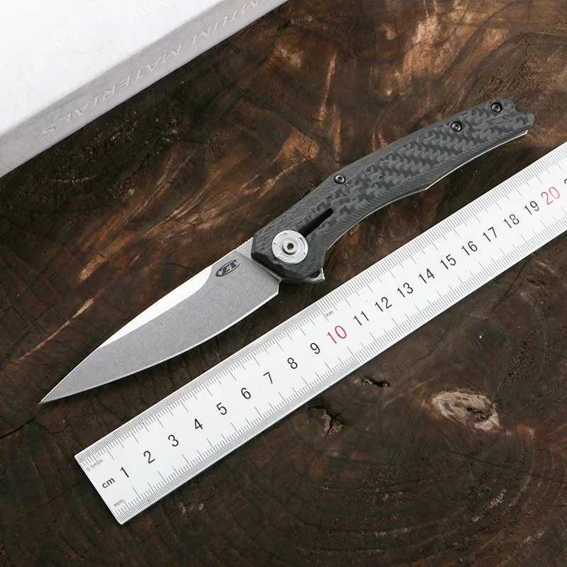 Zelený tŕň 0707 Titánový skladací nôž zliatiny VG10 Blade, uhlíkové vlákno + titán 3D rukoväť kemping ovocný nôž EDC Tooi