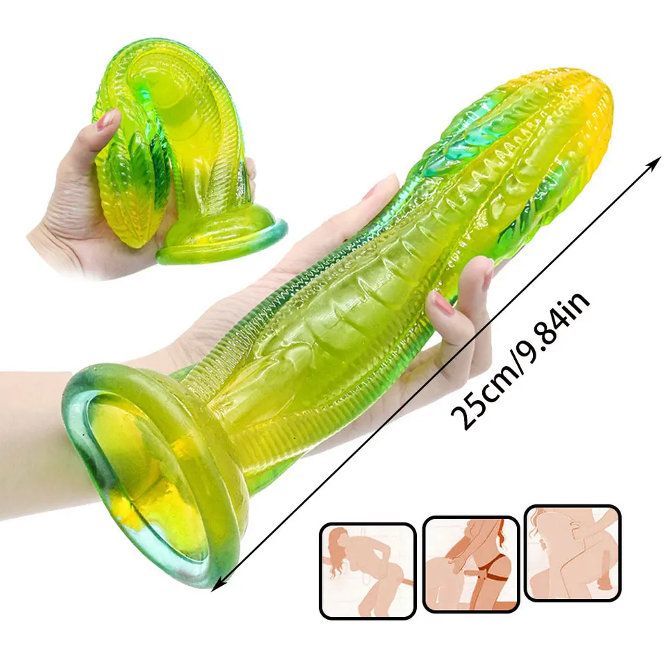 Zelený zlý drak dildo priehľadný obrovský mäkký želé penis s prísavkami cudzí dildos pre ženu vagína análne veľké péro sexuálne hračky