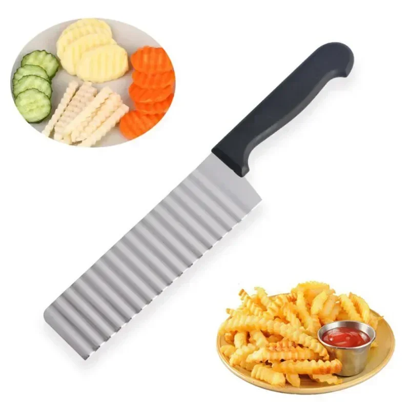 Zemiak z nehrdzavejúcej ocele Dlhý krájač Cesto Klákanie Krásenky Zelenina ovocie Crinkle Wavy Slicer Nôž zemiakovej striha