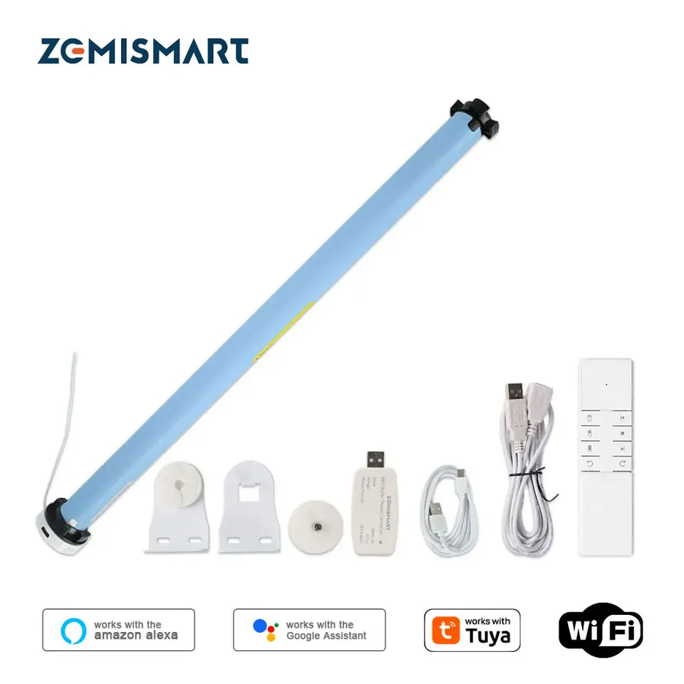Zemismart wifi nabíjateľný elektrický záclon pre 37 38 mm trubice Smart Roller Shade Raless Motor Smart Life Control App