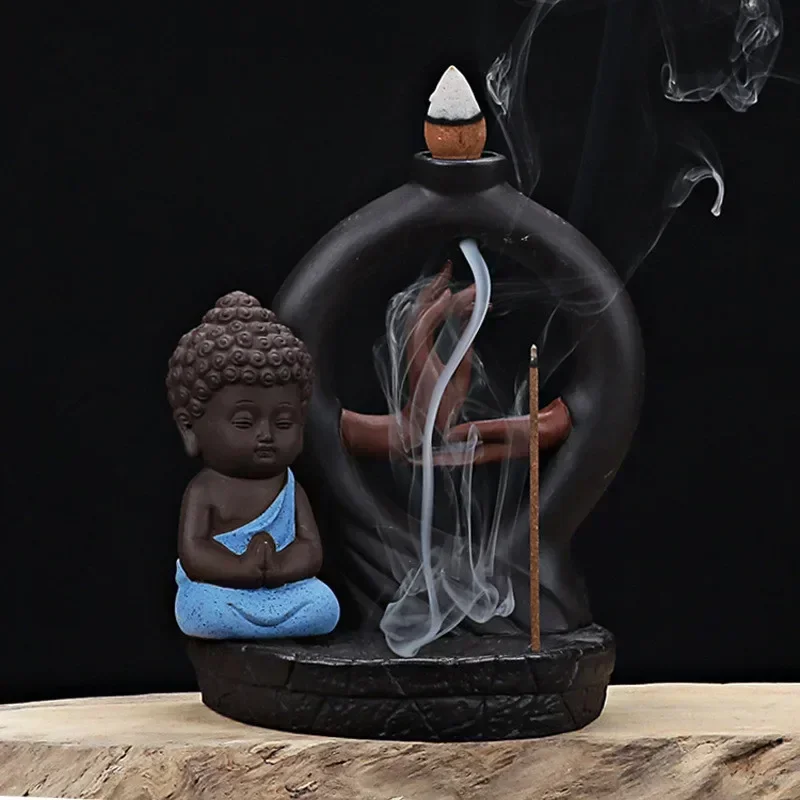 Zen Malý mních Small Buddha Backflow kadidlo kadidla kadidla tyčinky držiak keramiku Cenzer Home Dekoration (bez kadidla)