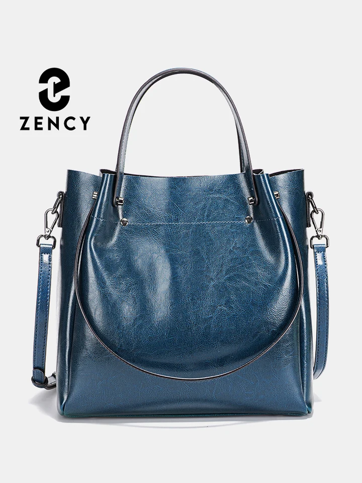 Zency Women Ramer Bag Cowhide Leather Leather Capacity Cabel Multifunkcia Použite nakupujú