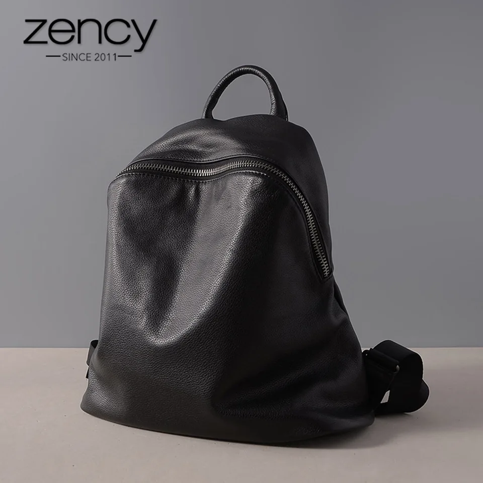 Zency červené čierne ženy batoh 100% cowhide originálne kožené príležitostné cestovné tašky Preppy Style Girl's Schoolbag Fashion Batpsack