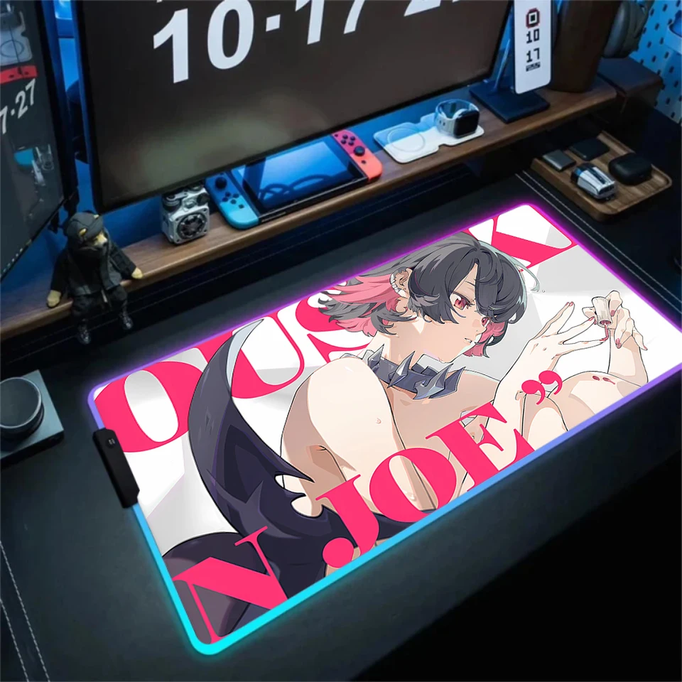 Zenless Zone Zero Zero Ellen Joe Anime Figures Cartoon Klávesnica Pad RGB Desk Mat PC Gamer Gamer Veľká LED podsvietenie myši myš Pad Hering Room