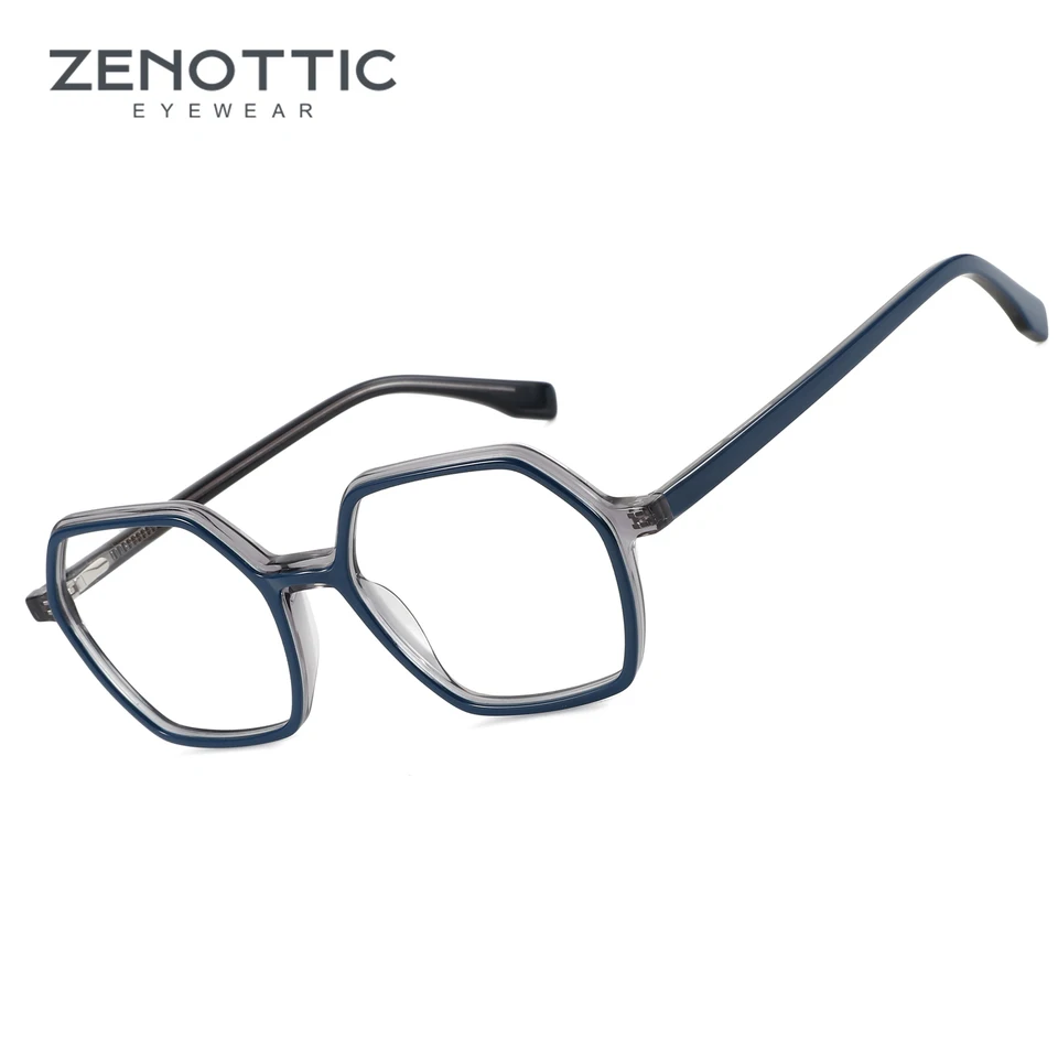 Zenotické šesťuholníkové optické okuliare rámce acetát retro okuliare bez predpisu Čisté okuliare A23301 A23301