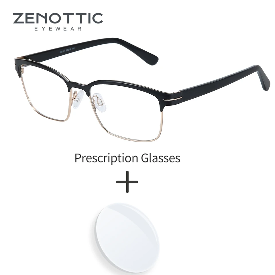 Zenottické okuliare na predpis štvorcových mužov Muži Optický krátkozrakosť progresívne okuliare Half Rám Anti Blue Light Photochromické okuliare