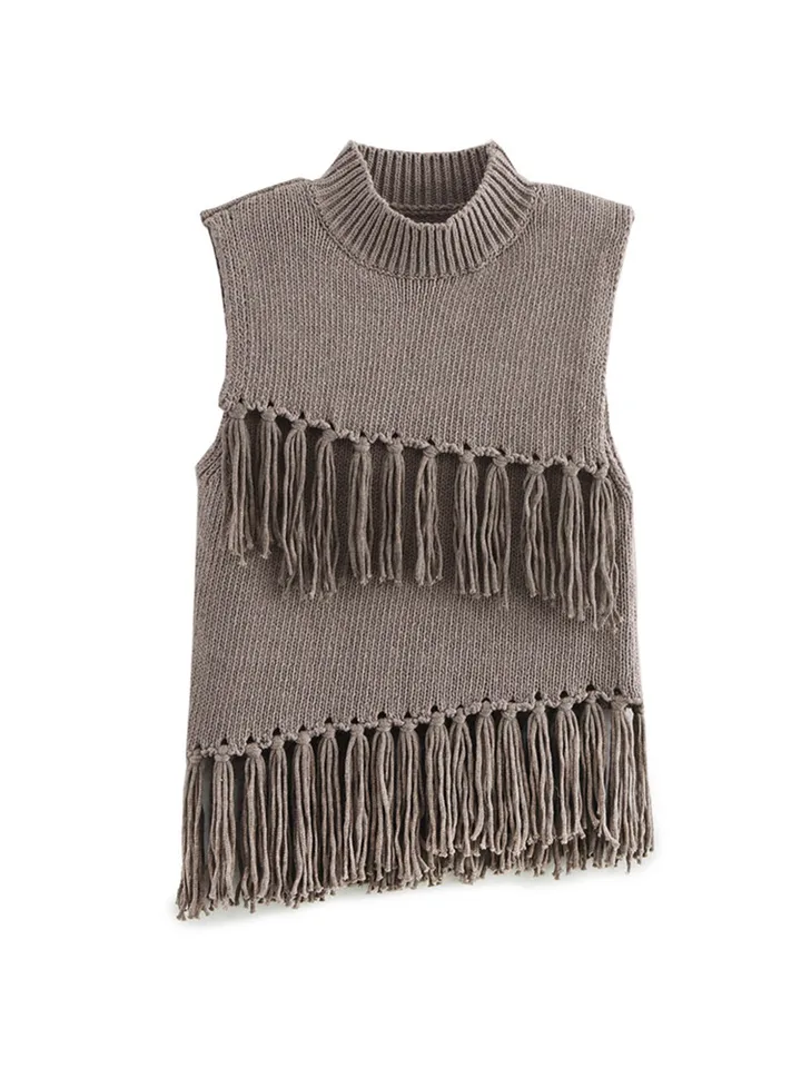 Zevity Women módne kaskádové kaskádové striedanie veselový sveter ženský elegantný stojan golierovej vesty Pullover Tops SW7311