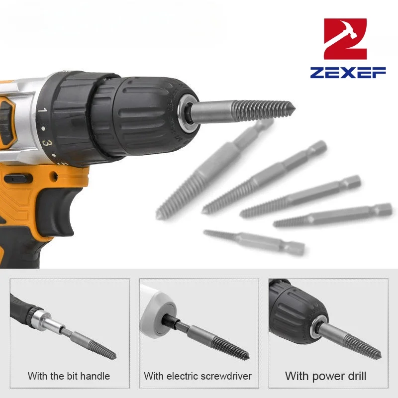 Zexef skrutka extraktorová súprava Hexagonálna rukoväť rýchle uvoľnenie rozbitá tyčová skrutka Bit Remover Remer Easy Remont