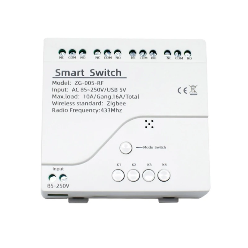 ZG-005-RF ZIGBEE3.0 TUYA RELE-SWITCH 4CH LESTATION PANEL 433 MHz