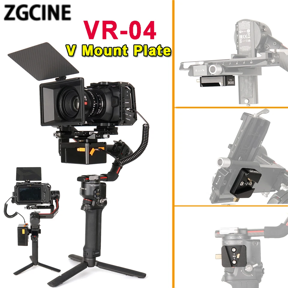 ZGCINE VR-04 MINI V Mount Plate Kit pre DJI Ronin S2/S3 Stabilizátor V Montáž batérie V-Lock Plate Adapter