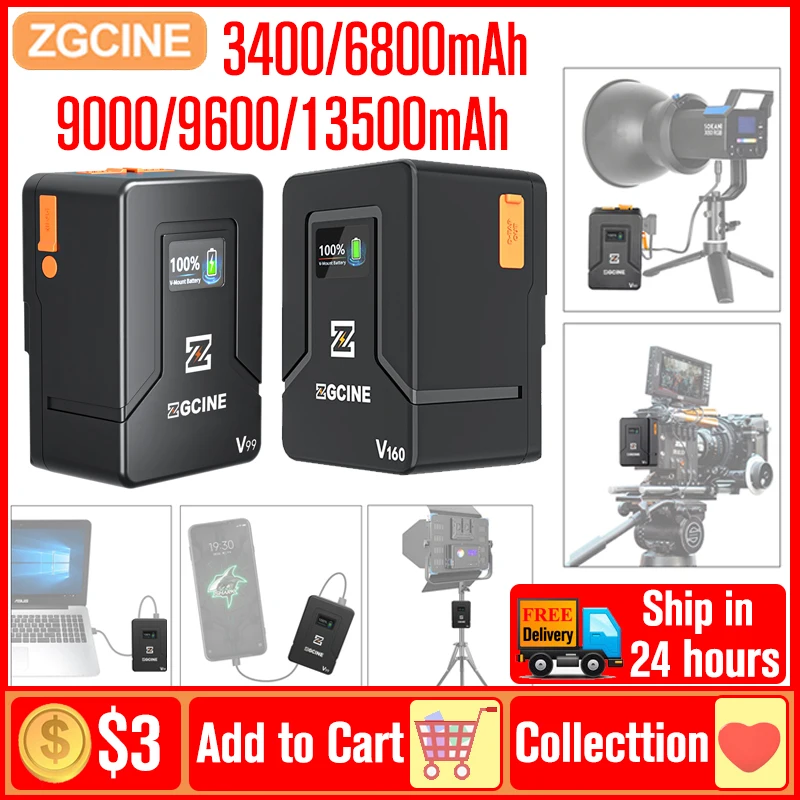 ZGCINE ZG-V99 ZG-V160 ZG-S150 ZG-S200 V MONT BATÉRIA V-LOCK LICKATICKÁ BATÍVNA BATÁRNA KAJETKA BATTERICKÁ KAPERUČNOSŤA PRE KAMERA