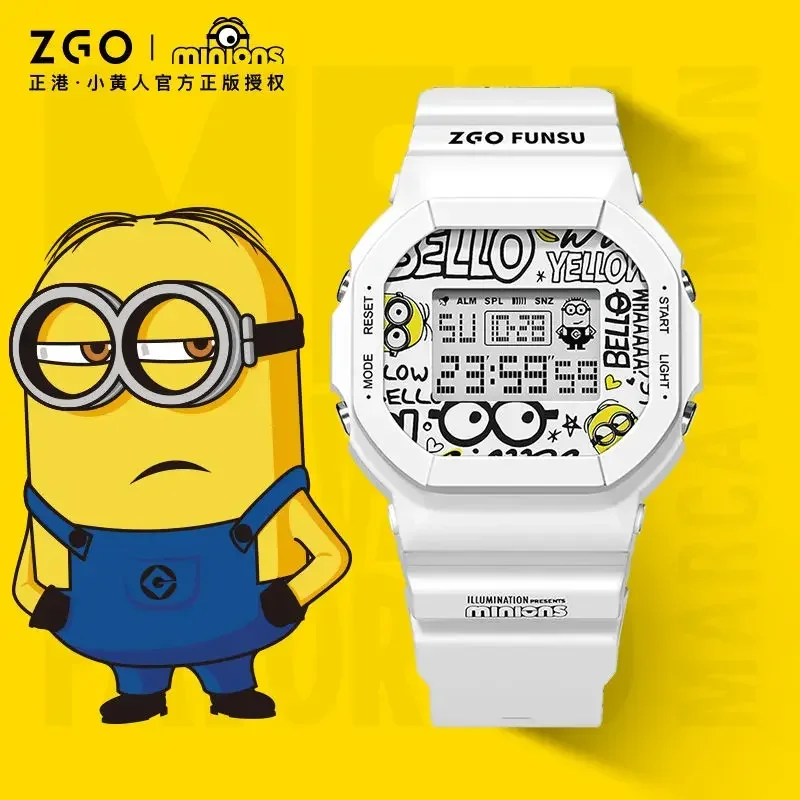 ZGO Minions sledujú mužské jednoduché športové vodotesné graffiti elektronické hodinky dievčatá