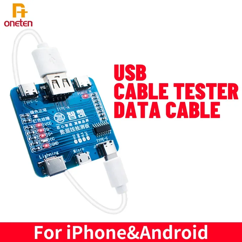 Zhikai USB káblové tester Data Kábel Test doska PCB pre iPhone Android USB Type-C Lightting Dátum kábla na vypnutie nástroja na detekciu