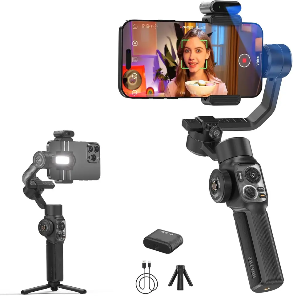 Zhiyun Smooth 5S AI Combo 3-os gimbal stabilizátor s vstavaným sledovacom AI Vstavaný stabilizátor telefónu PLIT Light TRODOD pre vlogy a video