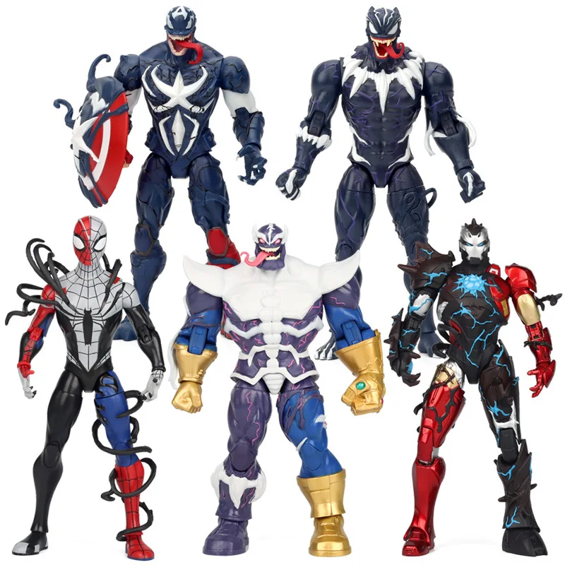 Zhongdong Nový produkt Marvel Venom Series Avengers Captain America Spider-Man Thanos Black Panther Figure Figure Ornament Hray