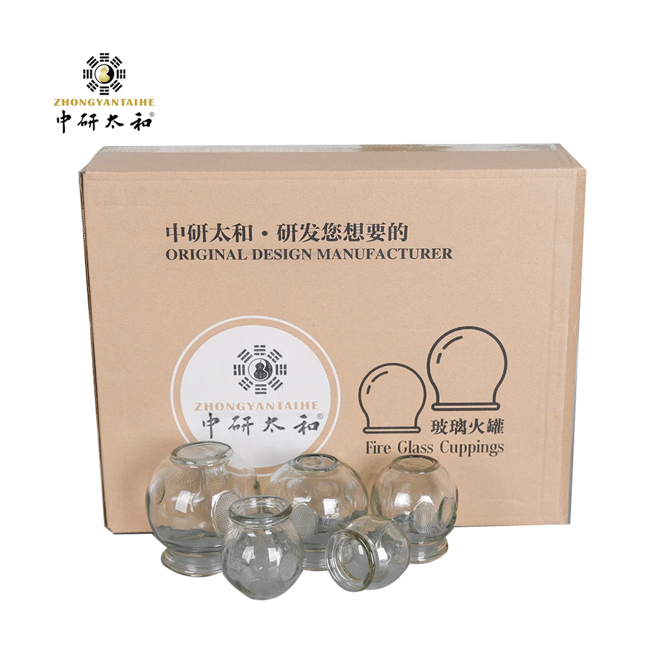 Zhongyan Taihe Fire Glass Goding Therapy Set Beauty Health Gua Sha Saction Cup pre telové vákuové masážne poháre sada 12Kans