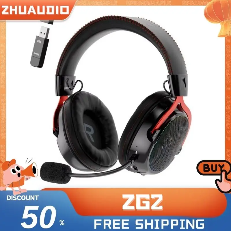 Zhuaudio ZG2 Tri Mode Tri režim bezdrôtovej náhlavnej súpravy En Long Less Long Battrey Life 7.1 Channel Sarfone Custom Game PC Príslušenstvo