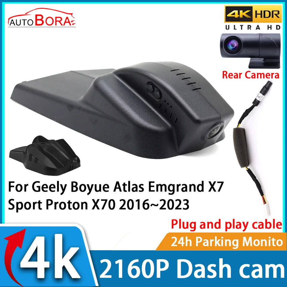 ZHUCAMX VIDEA VIDEO VIDION NIGHT VISION UHD 4K 2160P DVR DASH CAM pre Geely Boyue ATLAS EMGRAND X7 Sport Proton X70 2016 ~ 2023