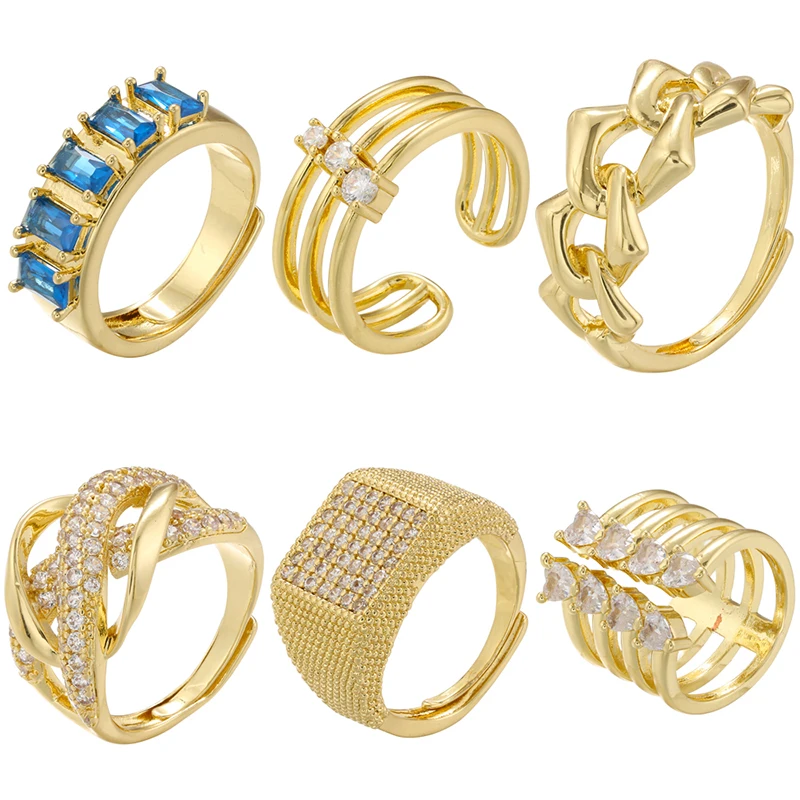 Zhukou 6 Štýly kubické zirkónia Ženy Rings Mosadz vynikajúce otváracie krúžky 3 riadky 4 riadky srdcové prstene šperky Veľkoobchod VJ476