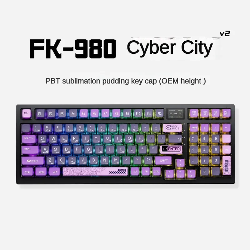 ZIDLI FK980 Wireless Bluetooth Mechanical Keyboard Tri-režim E-Sports Prispôsobené horúce vymeniteľné dlhá životnosť batérie PC Office Gaming