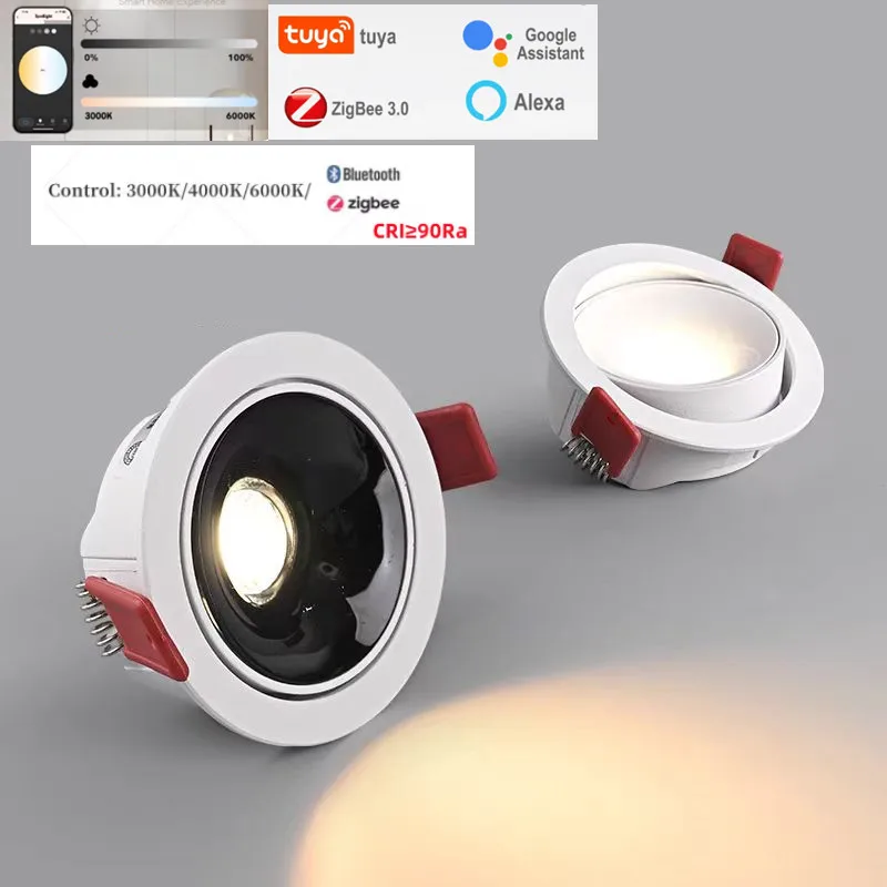 Zigbee 3.0 vložené LED COB Spotlight Ultra-tenká sťahová hliníková hliníková trubica svetlo, vhodná pre obývaciu izbu a spálňu SP