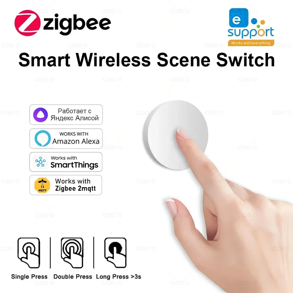 Zigbee scéna prepínač bezdrôtového spínača Wireless Switch prepínač Working Working Zigbee Push Button s ZigBee2MQTT Ewelink Alexa Alice Alice