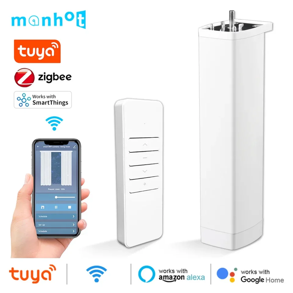 Zigbee Tuya 22.5 cm Smart Electric Smart Curtain Blinds Motor Motor Ultra Ticho Wireless Remote hlasové ovládanie Alexa Google Assistant