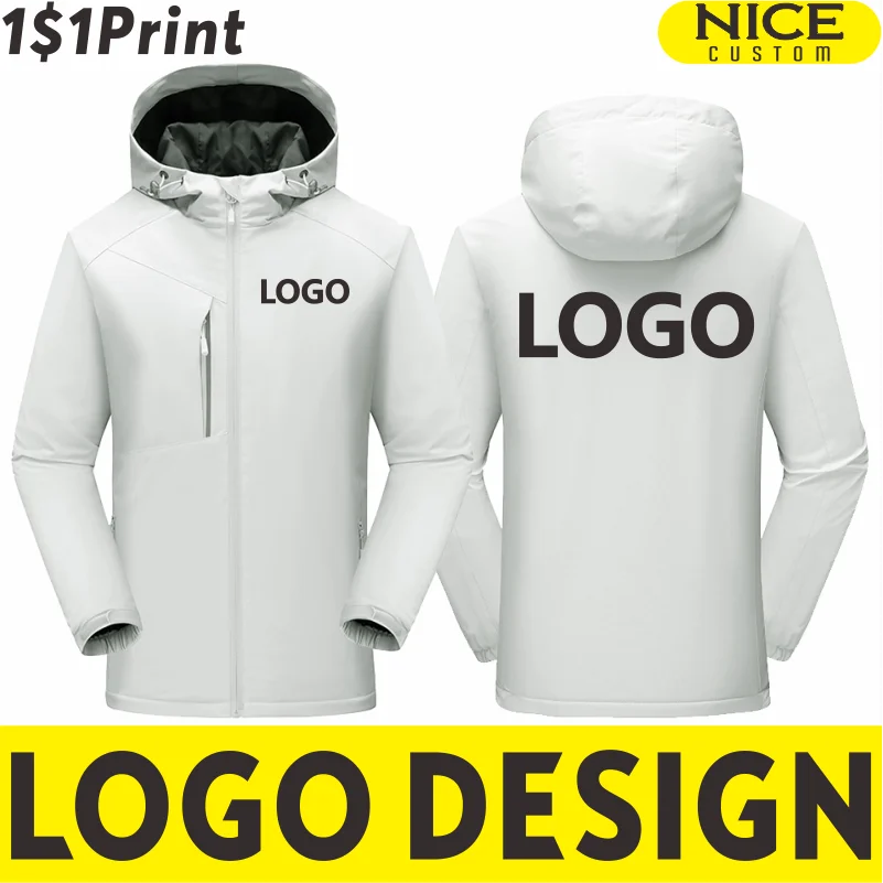 Zima hrubá zamatová zipsová bunda Custom Company Logo Outdoor Sports Warb Windproof Hoodie tlačená výšivka osobný dizajn