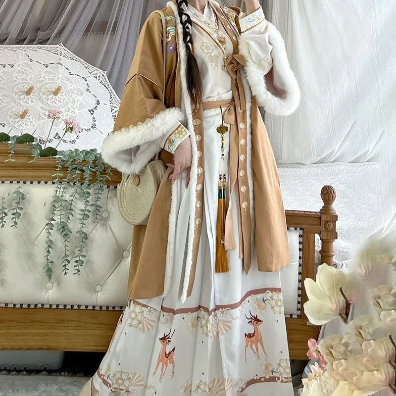 Zima hrubšie hanfu šaty Ženy Čínske starodávne tradičné hanfu súpravy vianočný Nový rok kostým Červená kričanie hanfu plus veľkosť