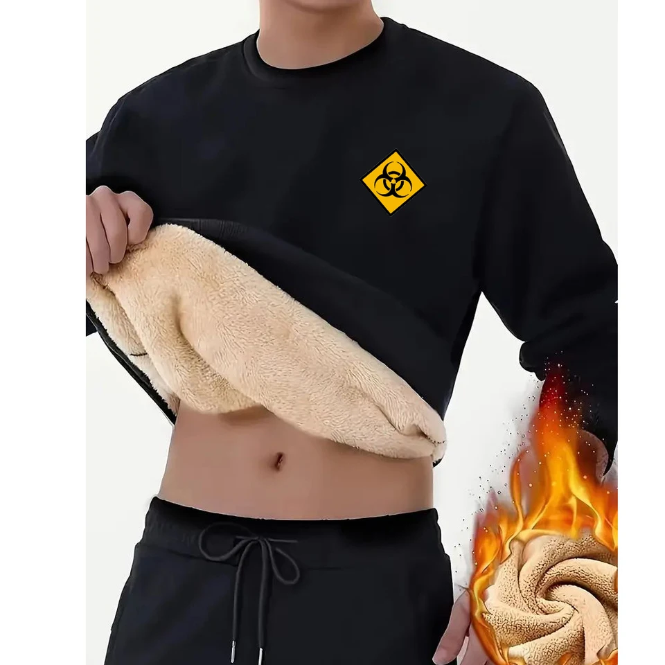 Zima nová dospelá plus fleece mikina Pohodlná teplá kapucňa bez kapucňa Crewneck Pullover Dail