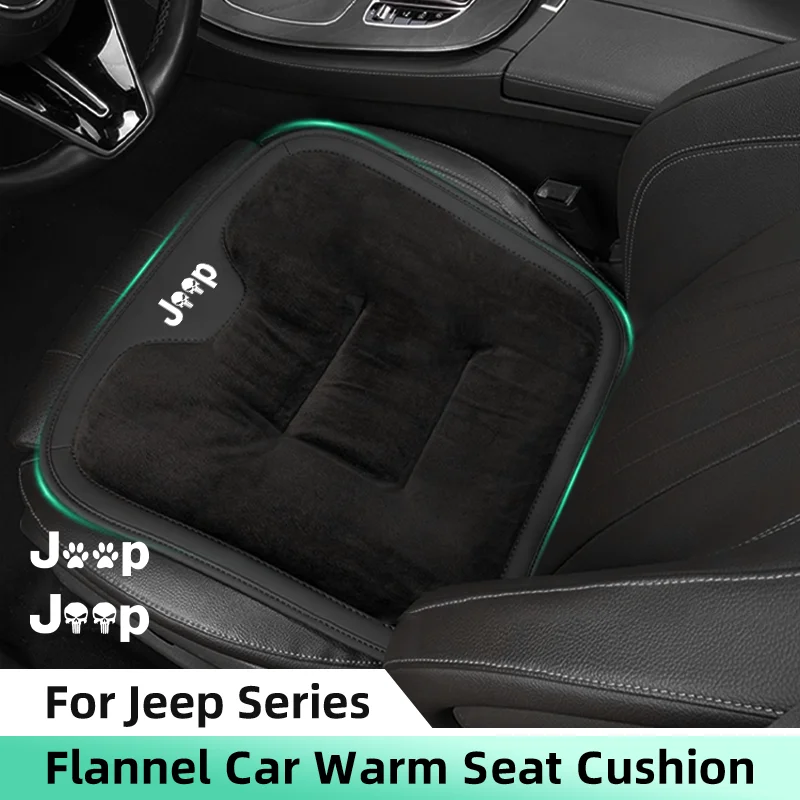 Zima teplého autosedačky pre Jeep Renegade Compass Wrangler JK Jl Grand Cherokee Velvet Plush Plush Anti-Slip Car predné sedadlo vankúš