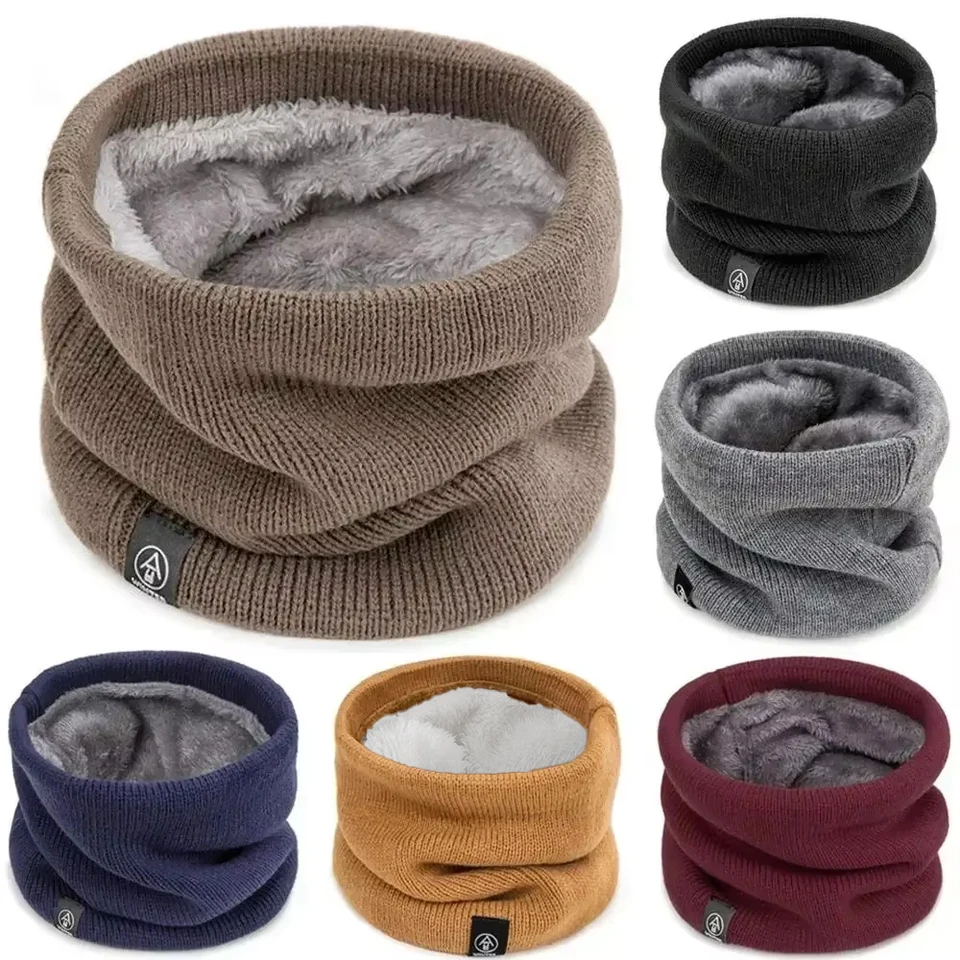 Zima teplý pletený prsteň šatka pre ženy muži Muži Plská maska ​​Tutdoor Cashmere Solid Snood krk šatky hustý bufanda tlmič tlmiča