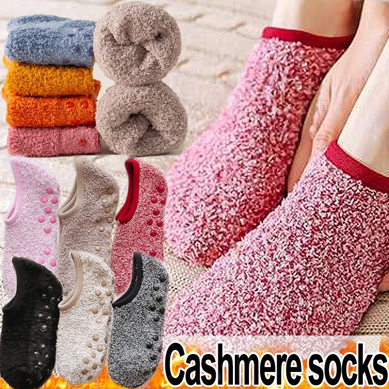 Zima zahustená kašmírová ponožky Ženy Teplo Domov podlaha ponožka Silikón bez sklzu čln Sox plytké pančuchové farby Coldproof Hosiery
