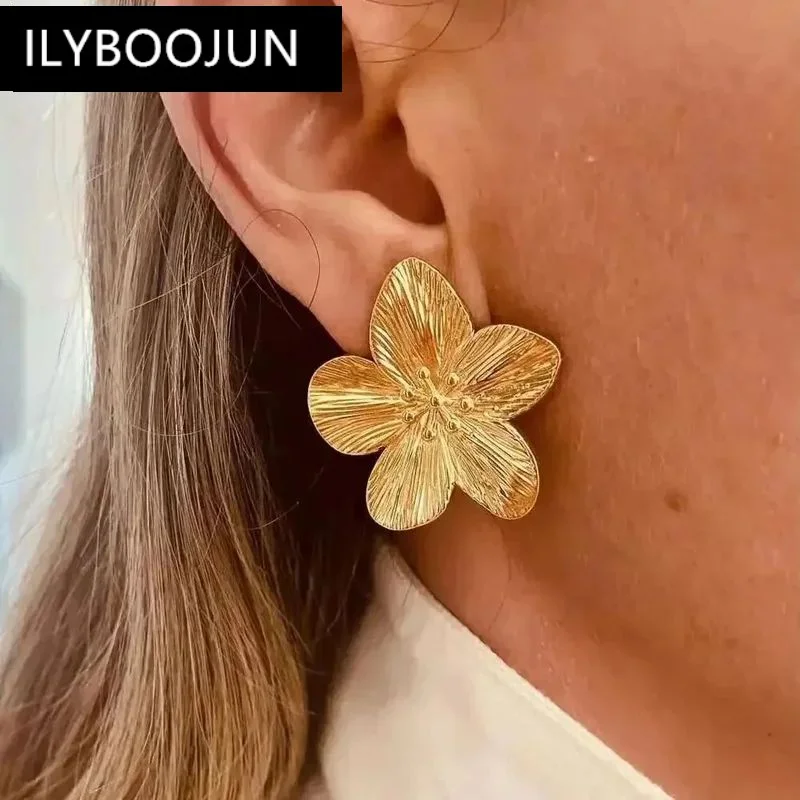 Zimmerman šaty Zim ** Uworld hypoalergénny štýlový kvetinový náušnice Premium 18k Zlatená nehrdzavejúca oceľ pre ženské večierky
