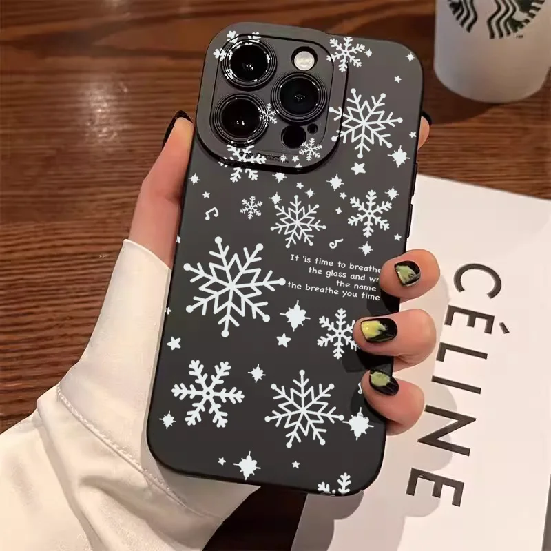 Zimná biela puzdro na snehové vločky pre Xiaomi 14t 13 12 11 Lite5g 14 13T 12t Pro Poco M6 x6 x5 x3 F5 F6 Pro Shopproof Soft Cover