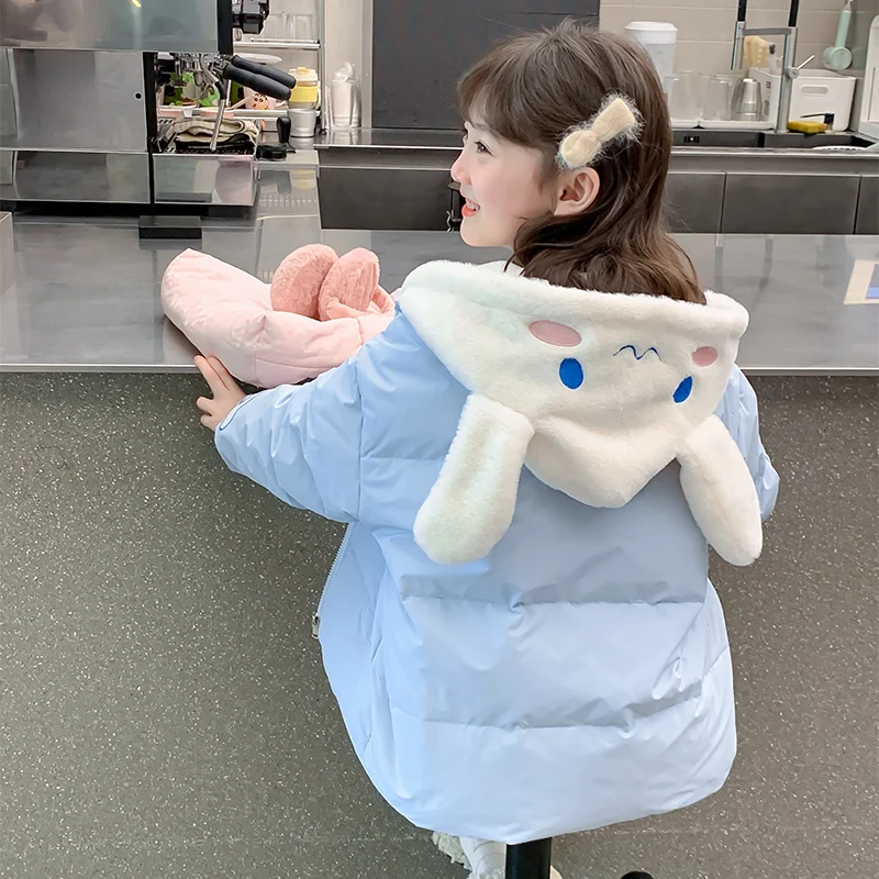 Zimná kawaii cinnamoroll moja melódia New Kids Clothing Girls Cartoon Fashion Princezná s kapucňou anime zahusťuje teplý roztomilý kabát