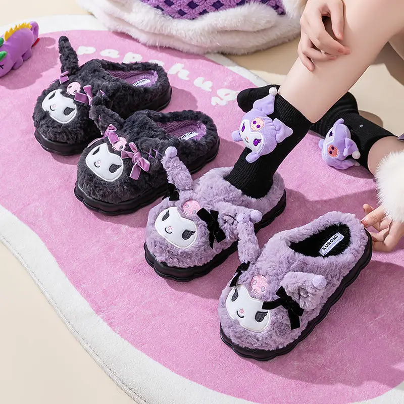 Zimná kuromi anime kawaii sanrio ins bavlna teplé topánky roztomilé karikatúra mäkké papuče vnútorné domáce topánky krásne darčeky pre deti