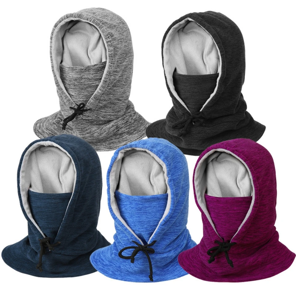 Zimná pánska lyžiarska maska ​​fleece kapucňa veterná maska ​​na tvár Outdoor športové lyžovanie maska ​​bicykla Thermal Fleece Balaclava klobúky