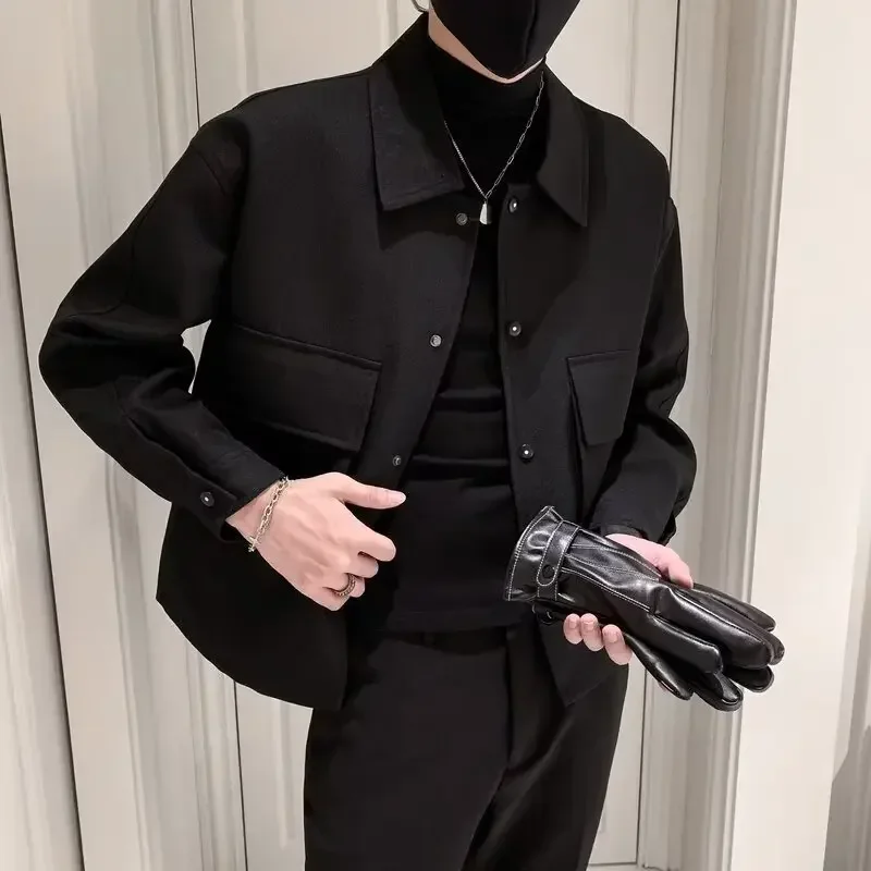 Zimná pánska priekopa bunda krátke štíhle fit príležitostné kabáty Kórejská pevná farba Steetwear Windbreaker