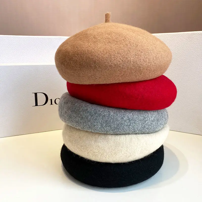 Zimná teplá vlna baret vintage unisex žien dievčatá francúzsky umelec beanie klobúk čiapka kawaii ploché vrchné čiapky ohrievače nové
