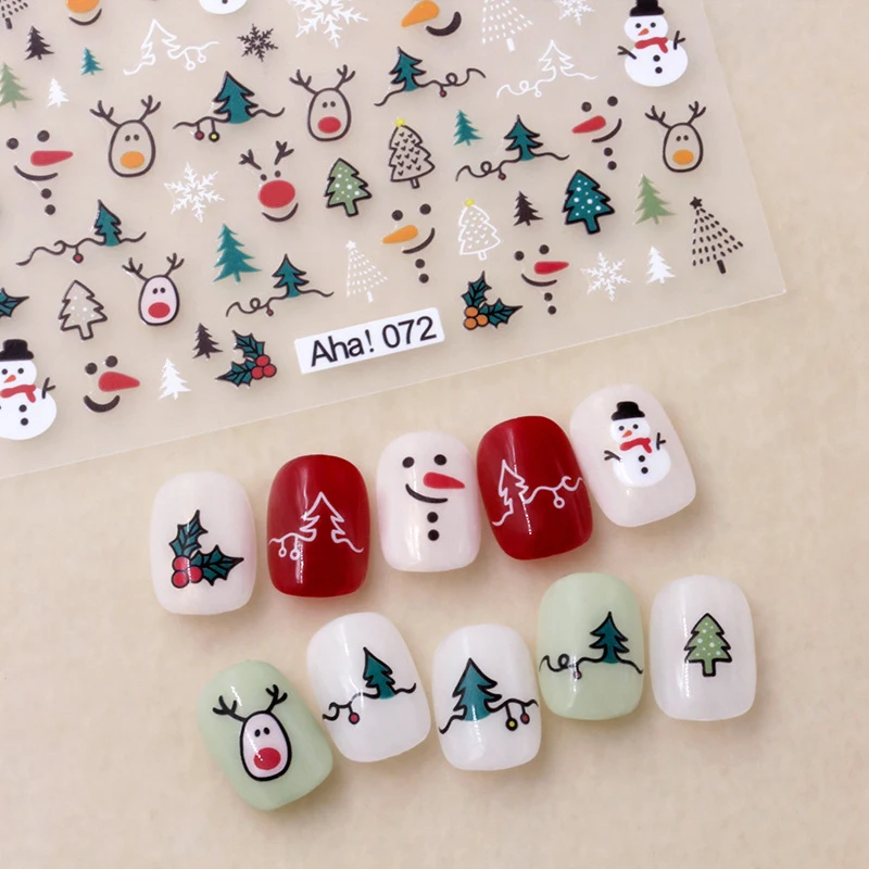 Zimná vianočná atmosféra na nechty na nechty Snowman snehová vločka Wapiti Self-kvalitné vysokokvalitné roztomilé nálepky nechtov na nechty Art Deco