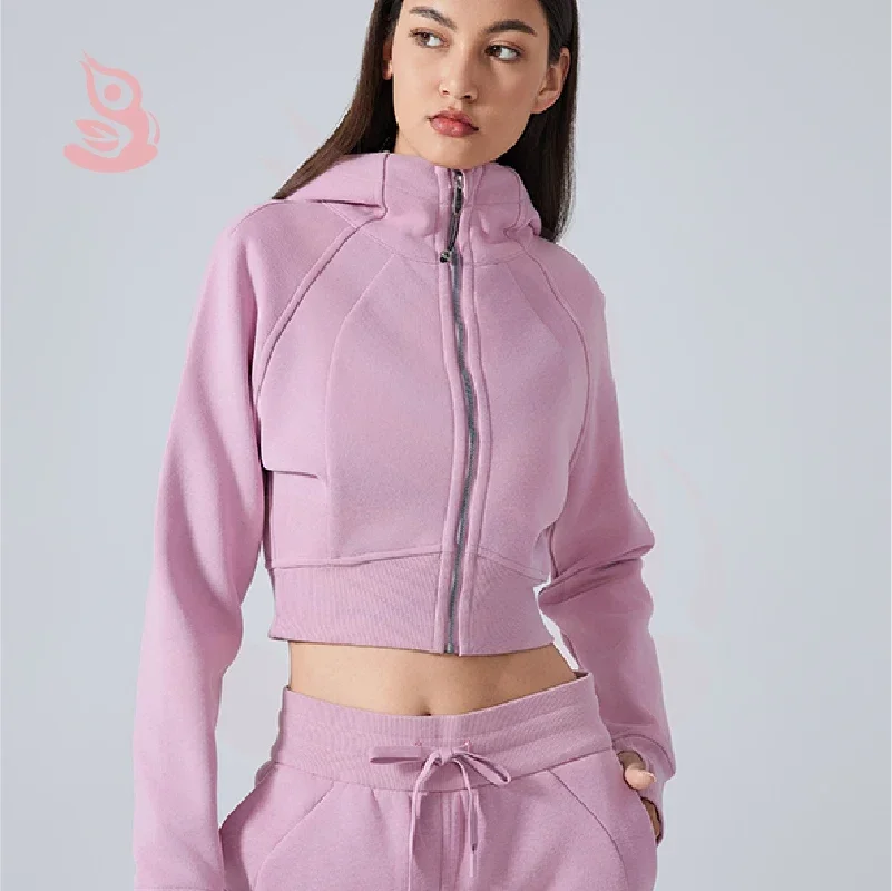Zimná zipsová kapucňa Mikiganová mikina Príležitostná krátka fit Slim Yoga Suit Top Coat pre ženy Cvičenie oblečenie pre ženy