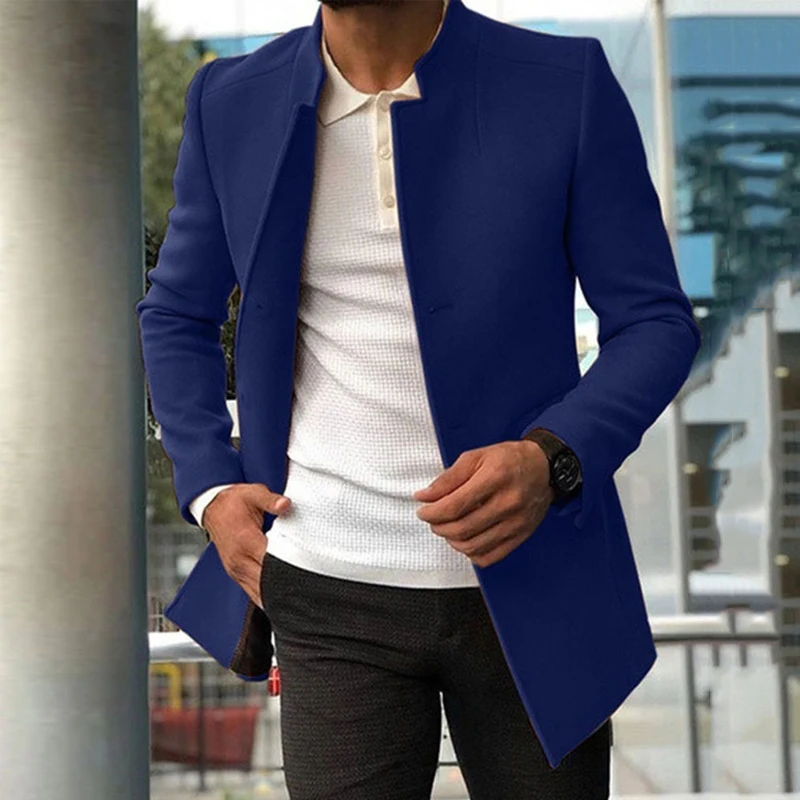Zimná čierna khaki obchodná bunda Coats Men Windbreaker Fashion Long Coat Soild Classic Outerwear Vintage Overcoat Man Clothing
