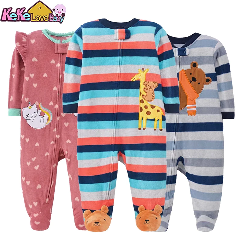 Zimné chlapčeka dievča Rompers oblečenie zips fleece jeseň teplé novonarodené dojčatá pyžamy oblečenie zvierat kombinézy odev 0 -12 m