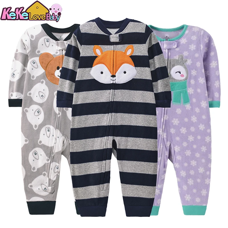 Zimné detské oblečenie pyžamy chlapec dievča teplé dieťa Rompers Autumn Zipper Fleece Celkovo zvieratká kombinéza oblečenia 9 12 18 24 mesiacov