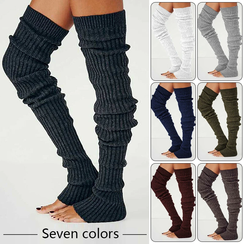 Zimné dlhé teplé ohrievače nôh pletacie koleno vysoké ponožky dievčenské topánky topánky topánky s ponožkou Skinny pančuchy lolita pletené háčkované dlhé ponožky
