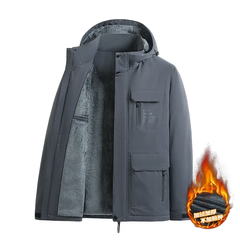 Zimné fleece kabáty muži s kapucňou Hrubé teplé výkopy Men módne veterné breaker ležérne semišové bundy hip hopové streetwear 5xl bunda