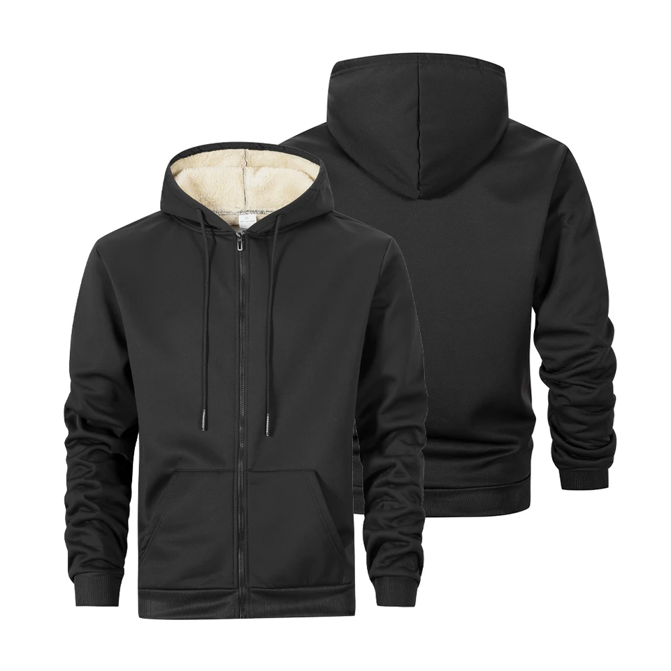 Zimné jahňacie kapucňu Zipper zimné zahusťujúce teplé bundy s dlhým rukávom Mikiny ležérne športové fleece čierne kabáty s kabátom s kabátom