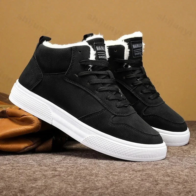 Zimné muži topánky teplé plyšové snehové topánky Platforma Non-Slip Walking High Top Comfort Outdoor Vonkajšia veľkosť 48 módne náhodné skateboardové topánky