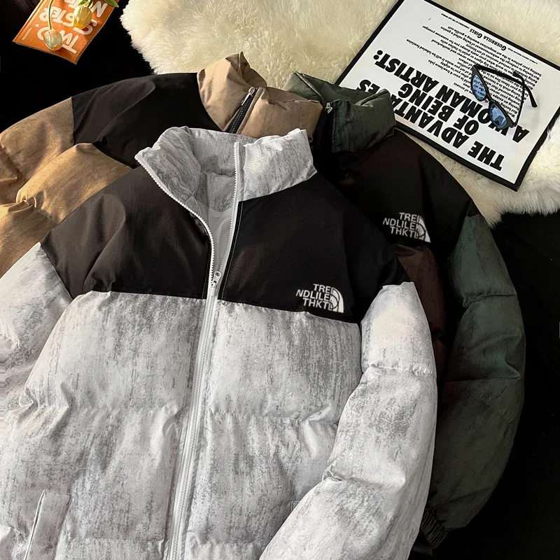 Zimné parky bunda Men Dámske patchwork Parka Coats Men Men Loose Warm Hustý pár Puffer bunda